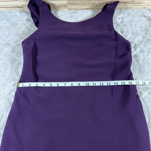 Evan Picone Womens Purple Eggplant Midi Dress Waterfall Back Detail Size 10P - Picture 4 of 10